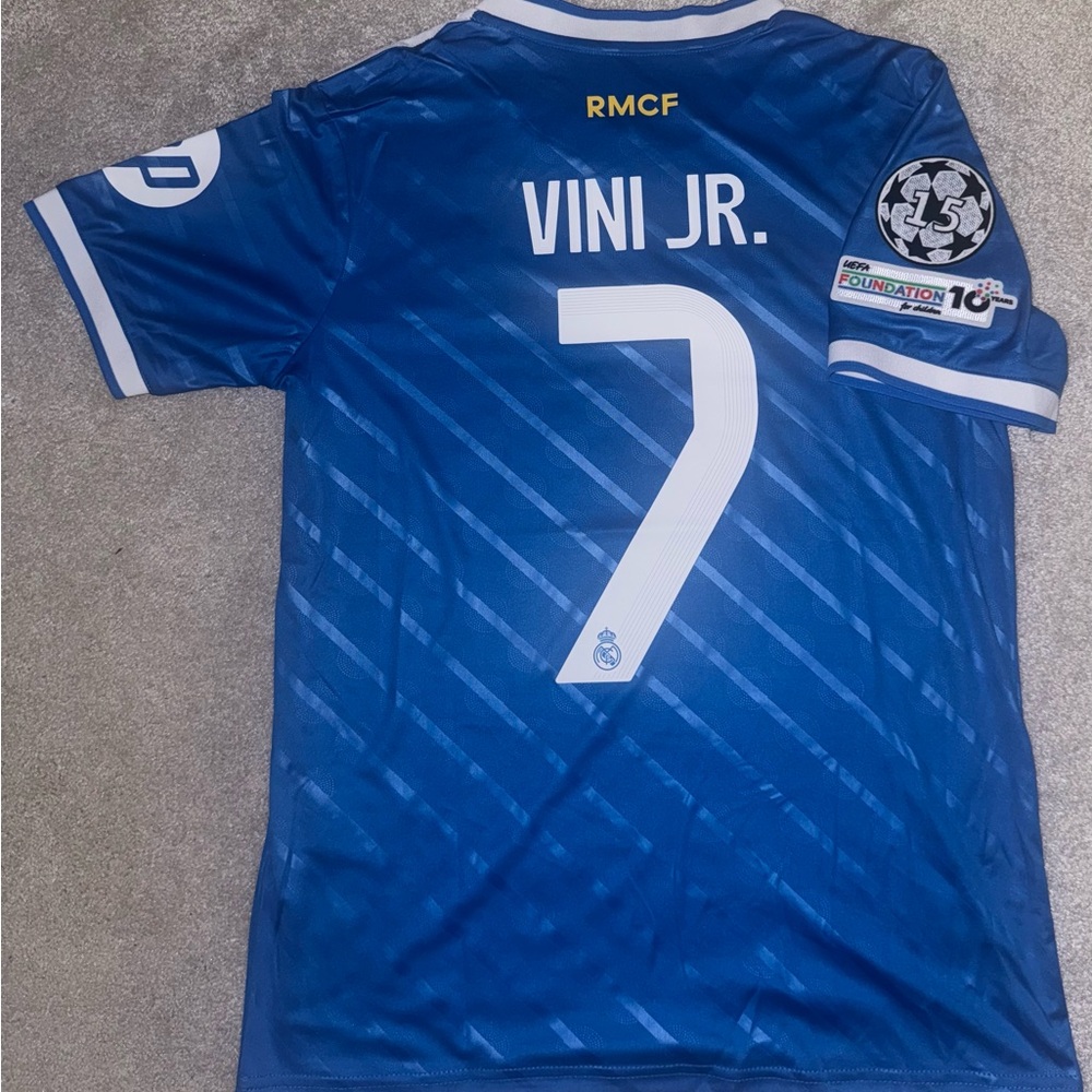 Real Madrid Vini jr Real Madrid third jersey new small champions league patches
